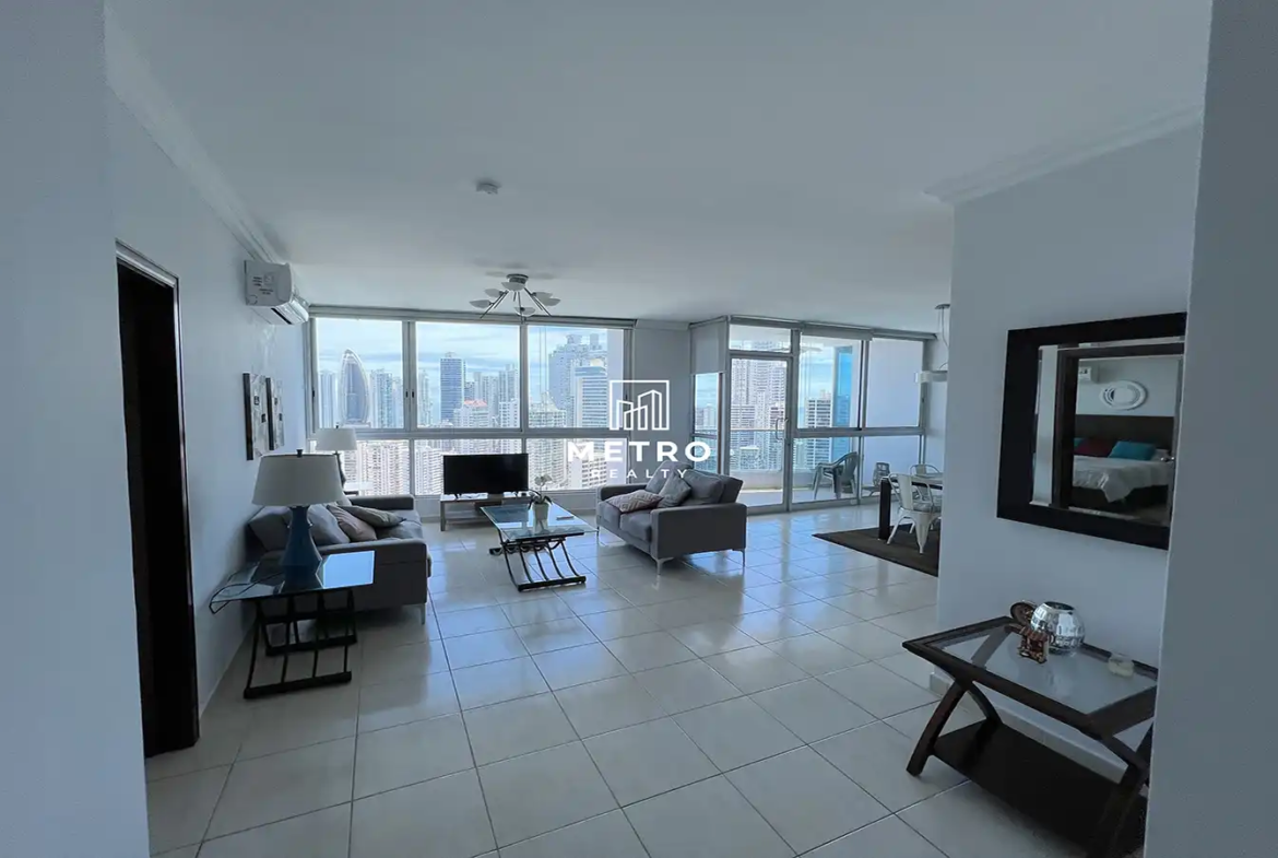 Grand Bay Tower Cinta Costera Panama Apartment for Sale living room lateral view