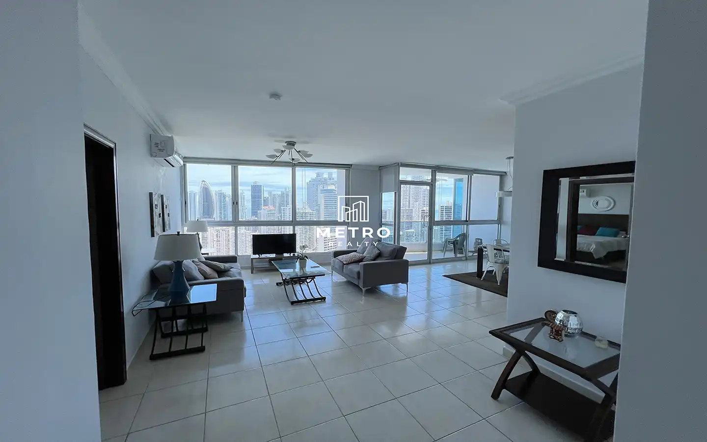 Grand Bay Tower Cinta Costera Panama Apartment for Sale living room lateral view