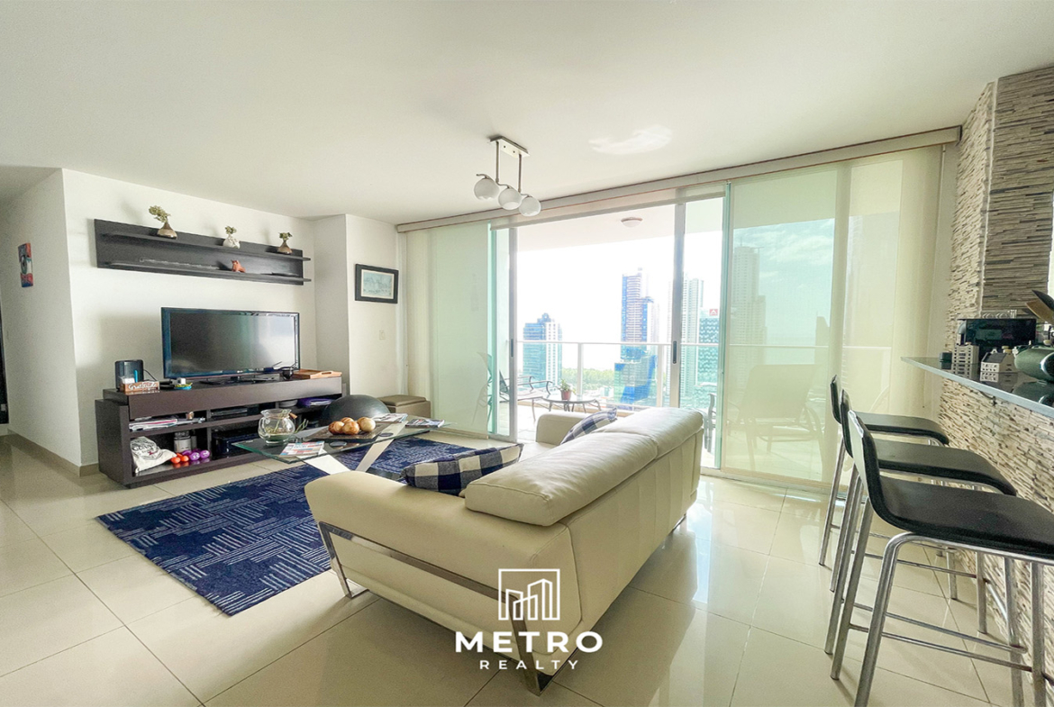 Panama City Condo Rentals Beautiful Apartment in PH Sevilla Living room and balcony view