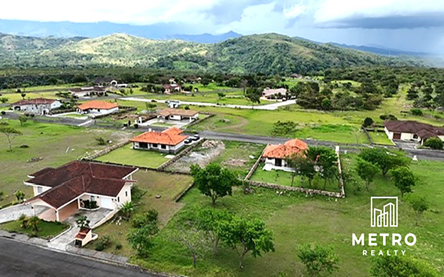Boquete Canyon village drone view