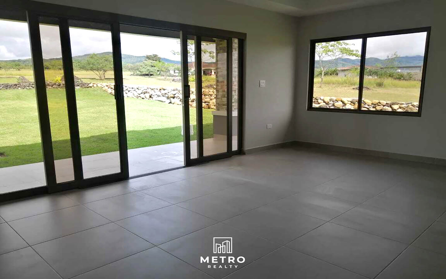 Boquete Canyon village living room and terrace