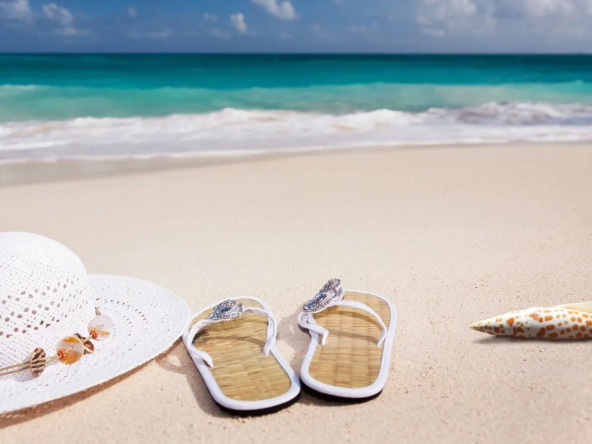 Panama Retirement Communities shoes and hat on beach